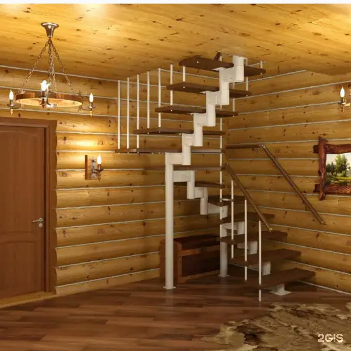 деревянная лестница в деревянном доме