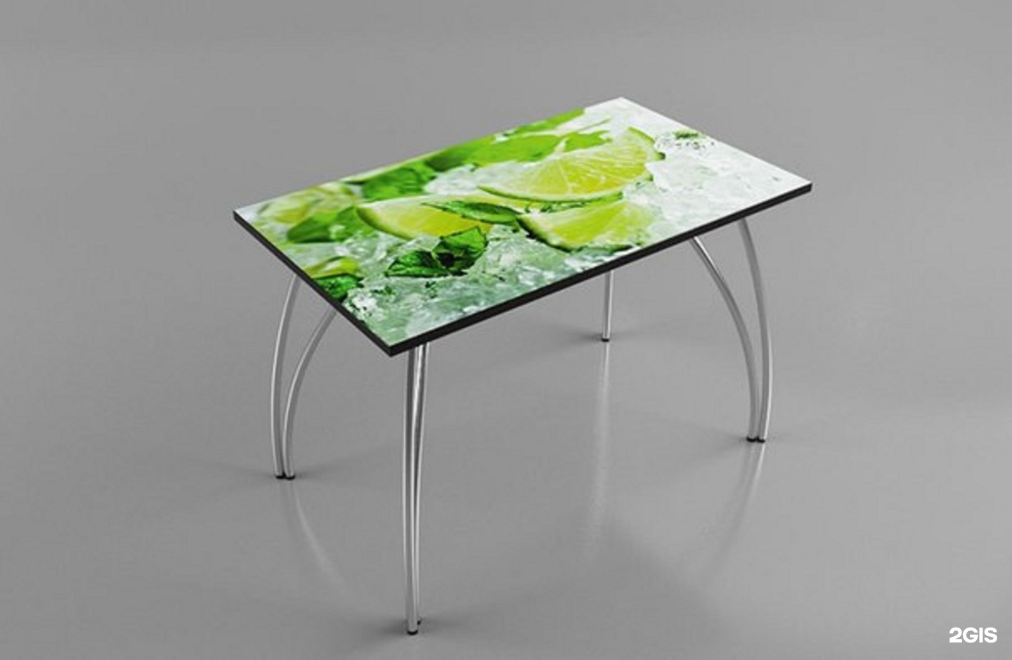 стеклянный стол с фотопечатью лайм